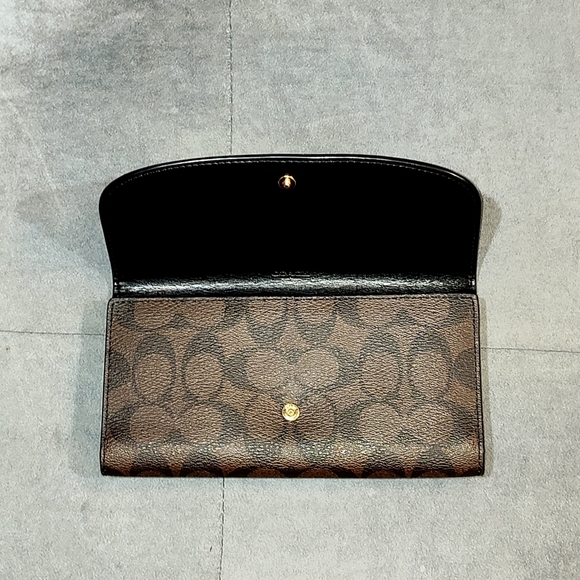 NWOT COACH SIGNATURE MONOGRAM TRI-FOLD LONG SNAP WALLET COATED CANVAS & LEATHER - Picture 6 of 15